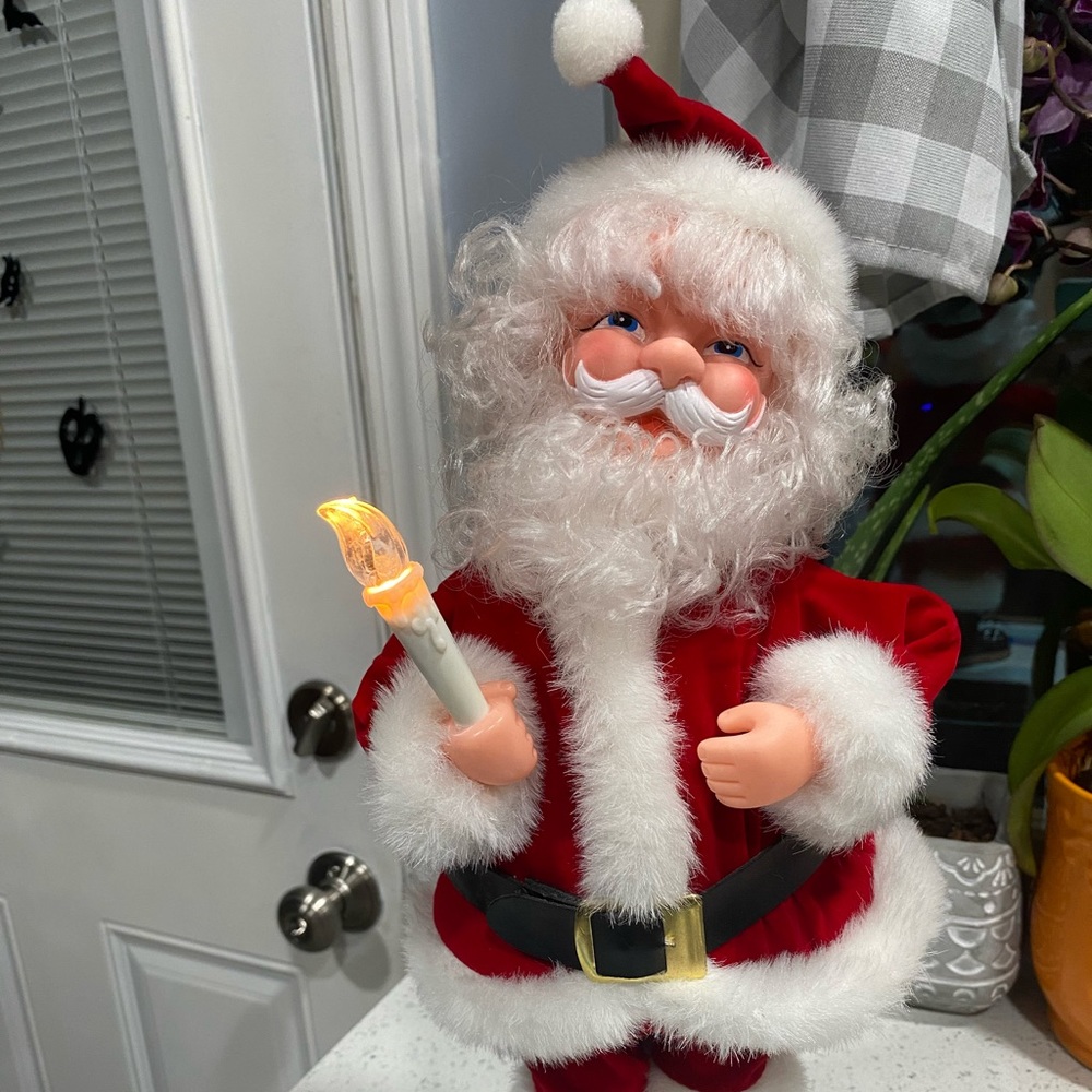 Vintage Rennoc Animated Santa Claus w/ Illuminated Candle Christmas